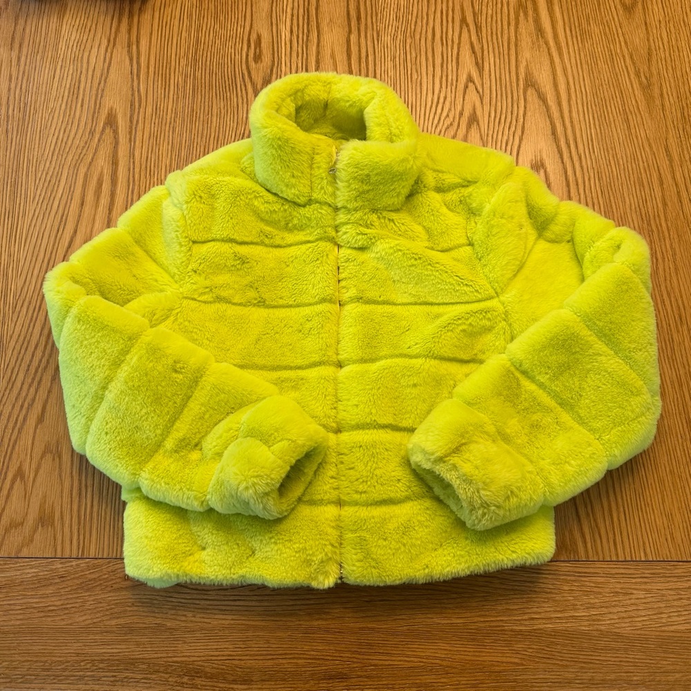 Tractr Teddy Fur Puffer Jacket Limeade